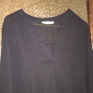 Sheer V-split black top